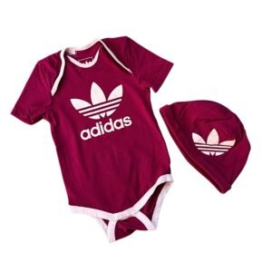 Adidas Conjunto Body + Gorro Burdeos (12-24 M)