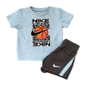 Nike Conjunto Short Gris + Cami Celeste (12 M)