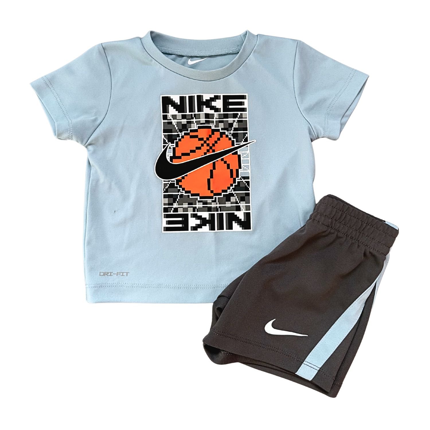 Nike Conjunto Short Gris + Cami Celeste (12 M)