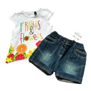 Conjunto verano para bebé 6-9 meses con remera tirantes y short vaquero