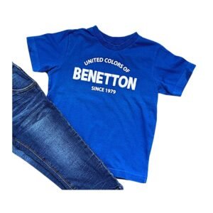 Benetton Remera Azul Logo (2-3 Y)