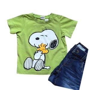 H&M Remera Verde Snoopy (6-9 M)